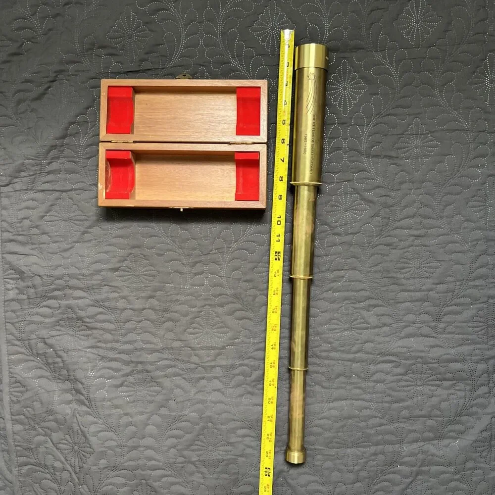 Halley's Comet 1985-1986 Brass Telescope 30x40mm Japan with Wooden Box Vintage